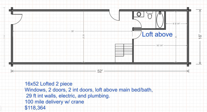 16x52 Lofted Cabin